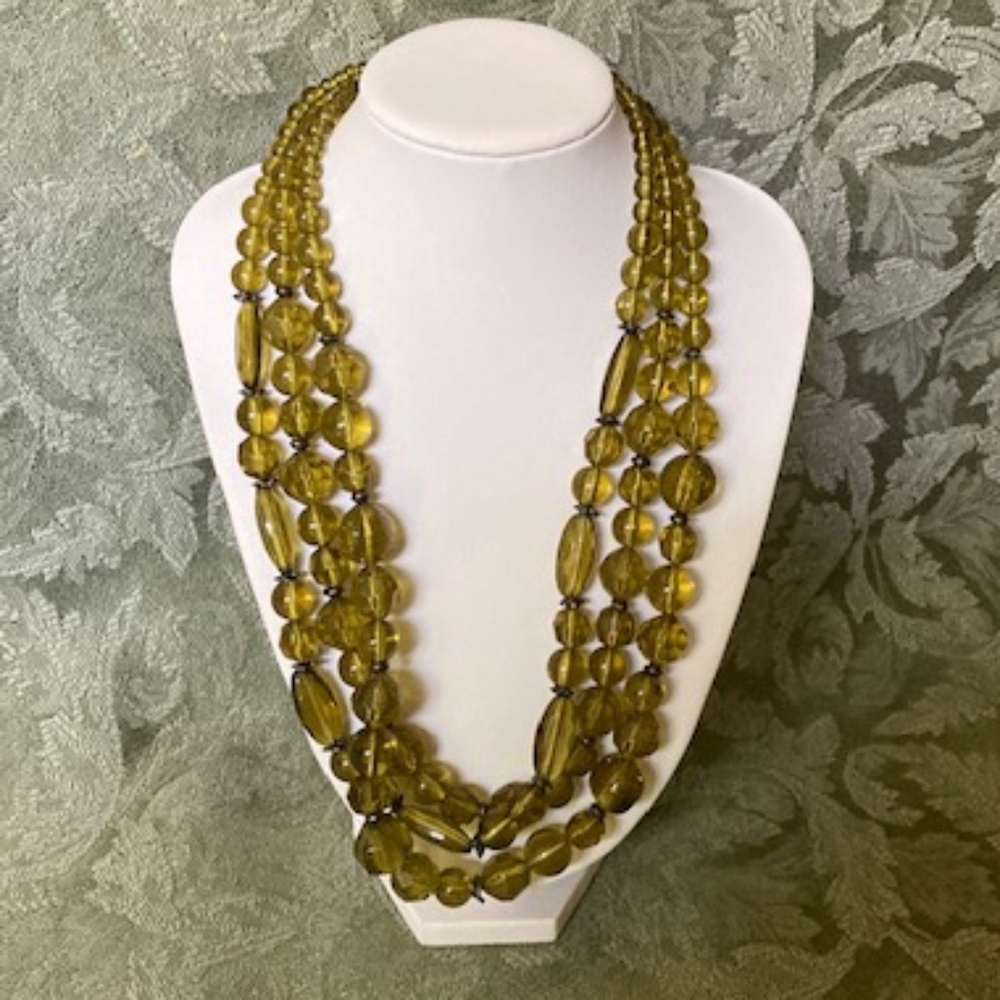 Vintage Three Strand Bead Necklace